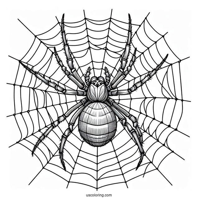 Big Spider On Web Coloring Page