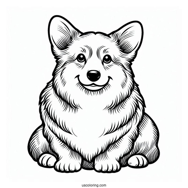 Easy Outline Of Adult Corgi Coloring Page