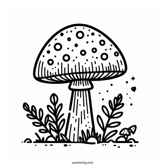 Tall Amanita Muscaria Mushroom Coloring Page