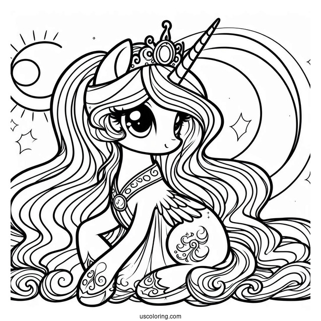 Simple Princess Luna Coloring Page For Kids