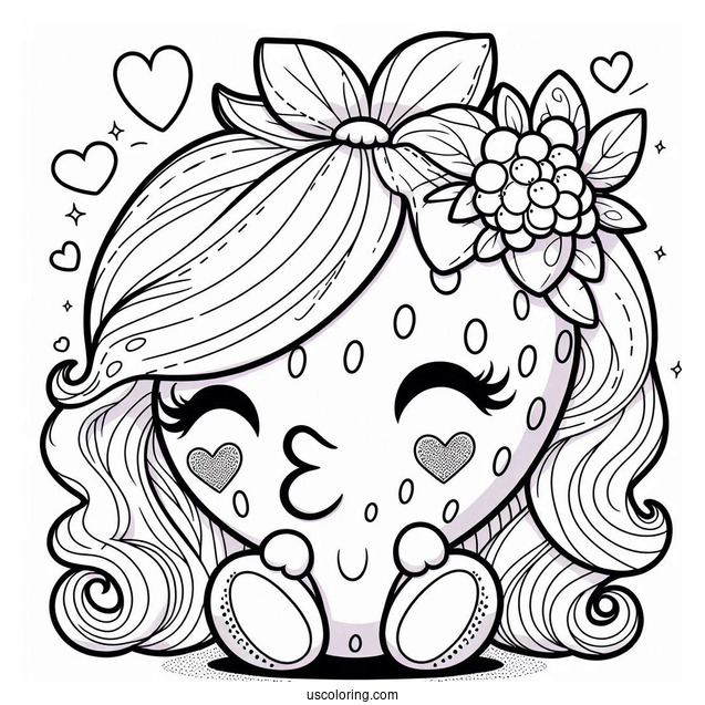 Detailed Coloring Page Of Strawberry Kiss Shopkins