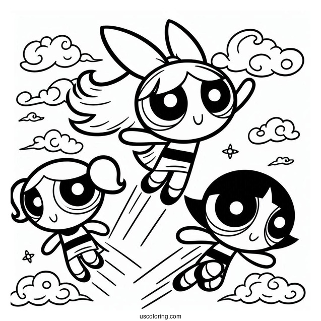 Powerpuff Girls Flying Into The Sky