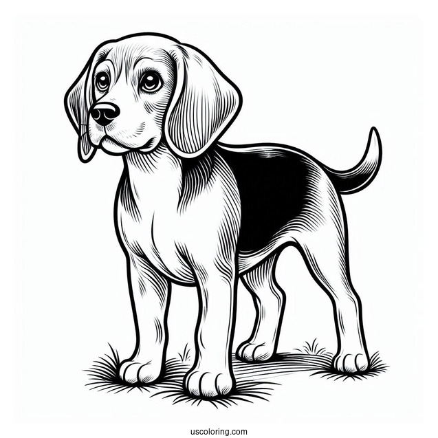 Alert Beagle Coloring Page