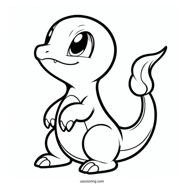 Simple Charmeleon Outline Coloring In For Preschoolers