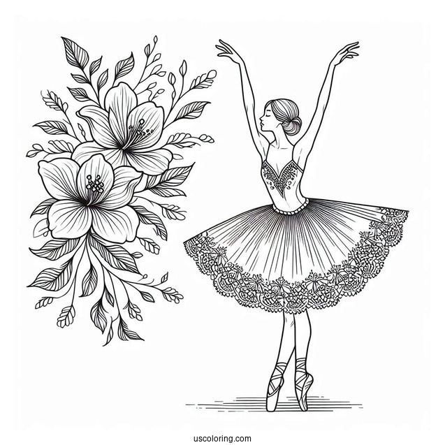 Ballerina Standing On Toes With Arms Above Head