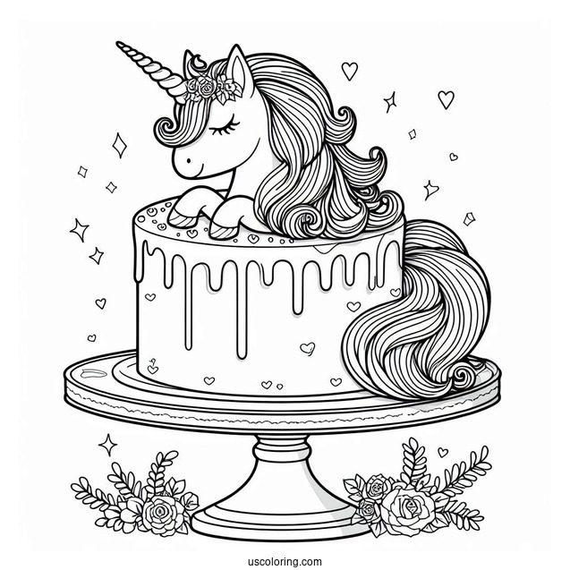 Unicorn Cake On Pedestal