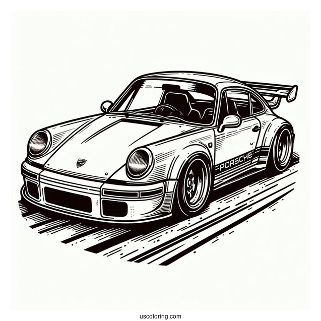 Simple Porsche Coloring Page Outline For Kids