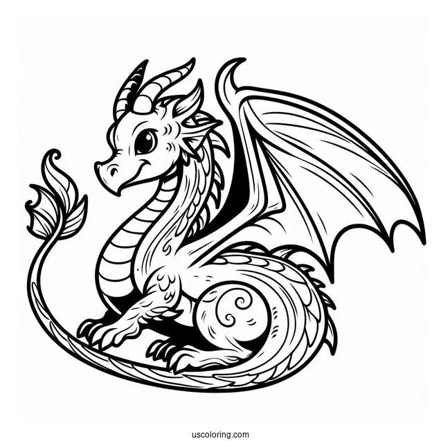Easy To Color Dragon For Kids