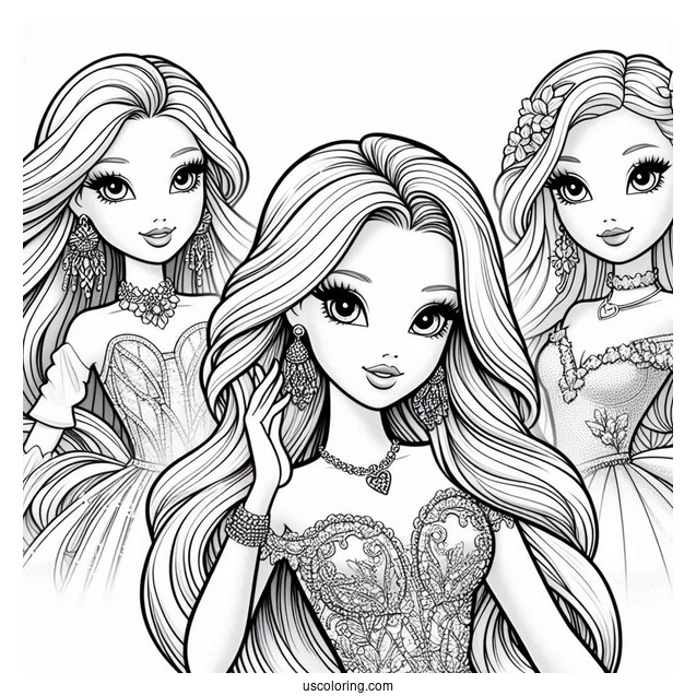 Barbie Version Of Polly Pocket Coloring Page, Shani, And Lila