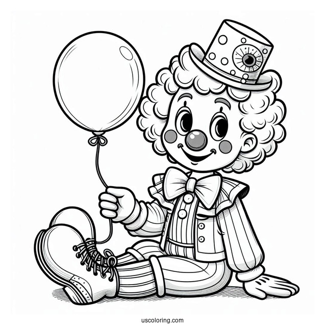 Clown Holding Balloon for Kids