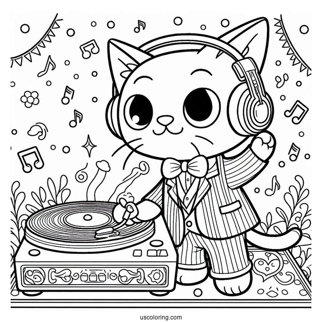 Pete The Cat At a Disco To Color