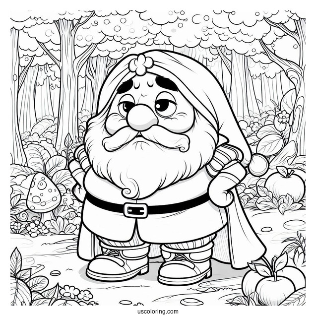 Snow White Coloring Pages Of Grumpy Dwarf In The Forest