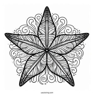 Simple Starfish Coloring Page Mandala For Kids