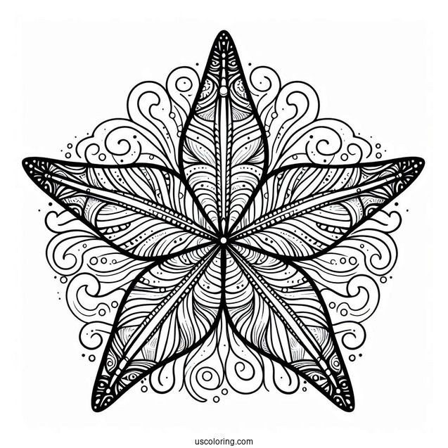 Simple Starfish Coloring Page Mandala For Kids