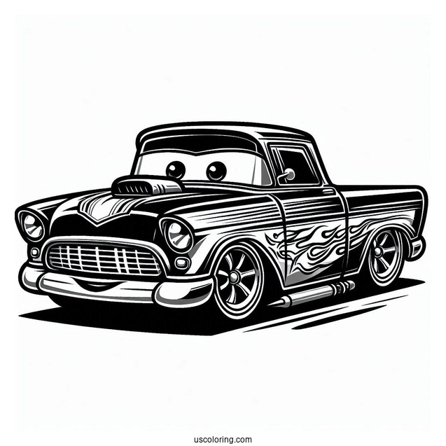 Lightning McQueen Lowrider Coloring Page For Kids