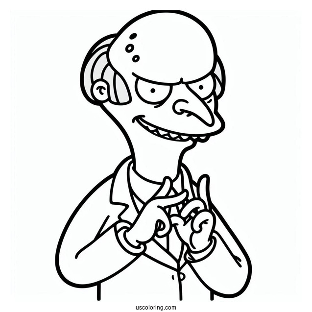 Simpsons Coloring Pages Of Evil Mr Burns For Kids