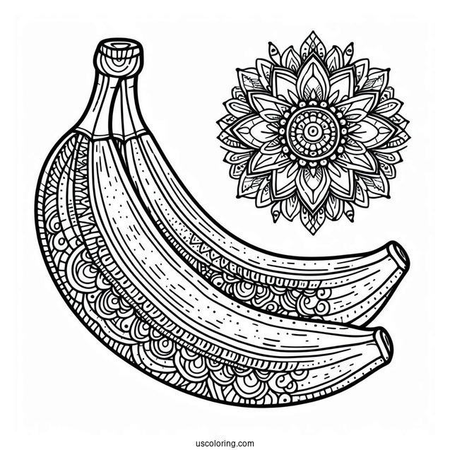 Full Page Banana Coloring Page Mandala