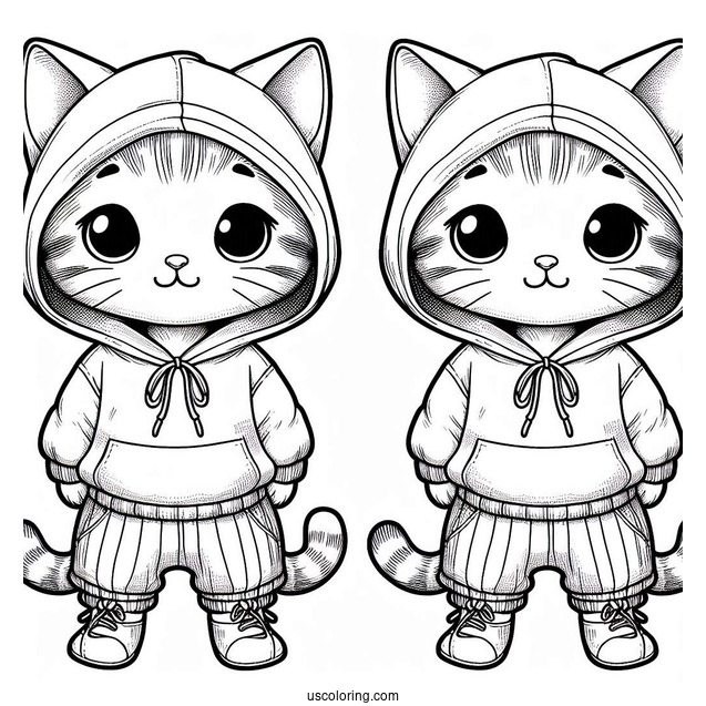 Kitten Wearing Pants And Hooded Jacket