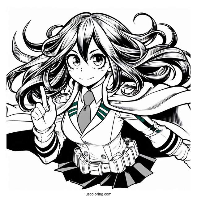 My Hero Academia Coloring Page Of Tsuyu Asui For Preschoolers