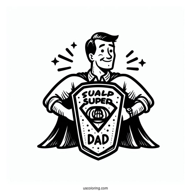 Super Dad In Shield Symbol Coloring Page For Kids