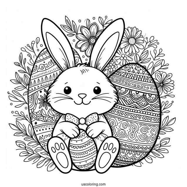 Easter Bunny Coloring Page And Egg Mandala For Kids
