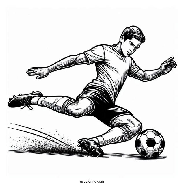Soccer Player Doing a Slide Tackle