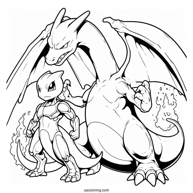 Charizard And Mewtwo Coloring Page