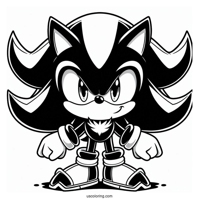 Shadow Coloring Page Of The Hedgehog In Cool Costume