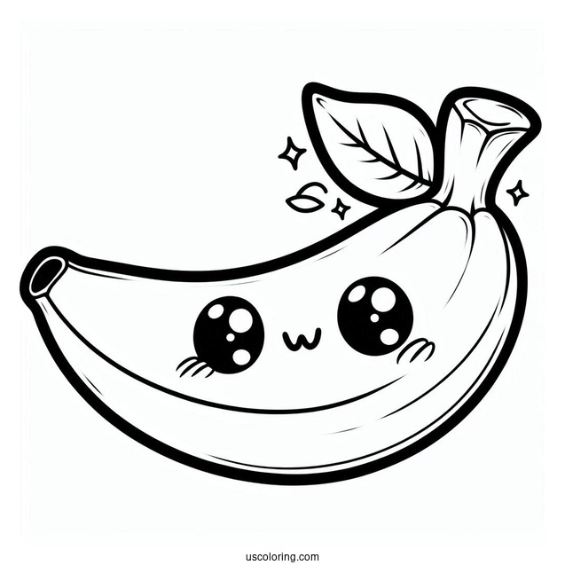Chibi Banana Coloring Page For Preschoolers