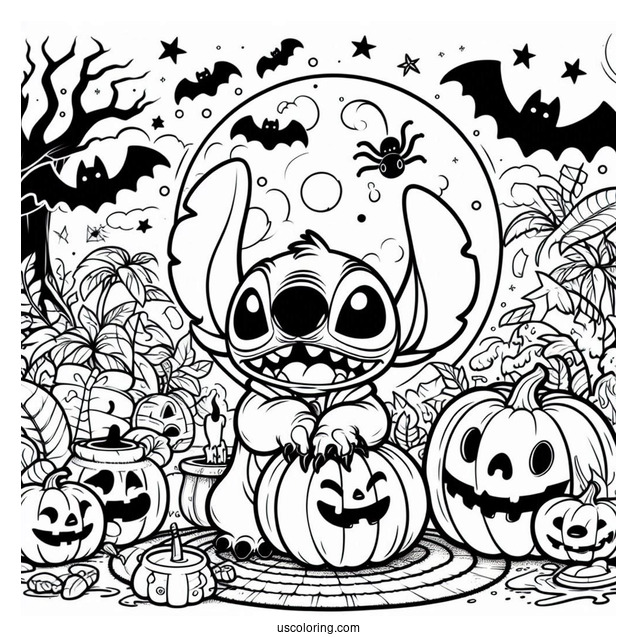 Halloween Themed Lilo And Stitch Coloring Sheet
