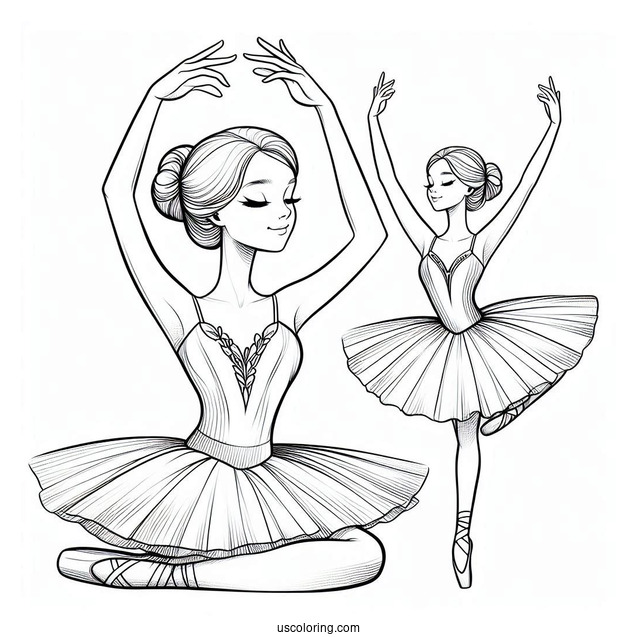 Male And Female Ballerinas To Color