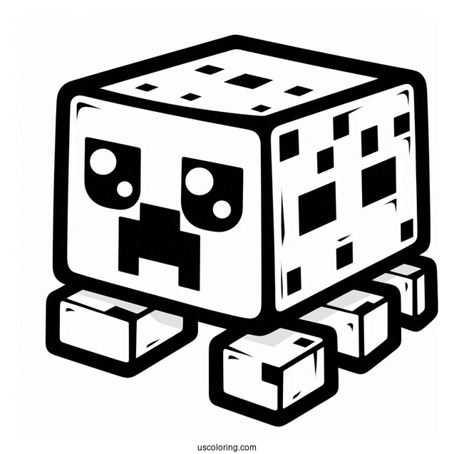 Cute Kawaii Themed Minecraft Creeper Coloring Page