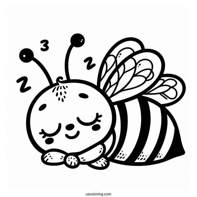 Sleeping Bee Coloring Page For Preschoolers