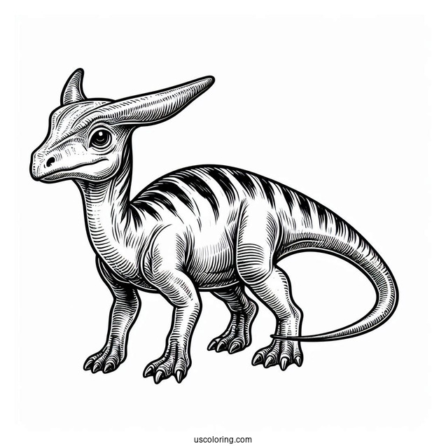 Simple Close Up Of Parasaurolophus Coloring Page