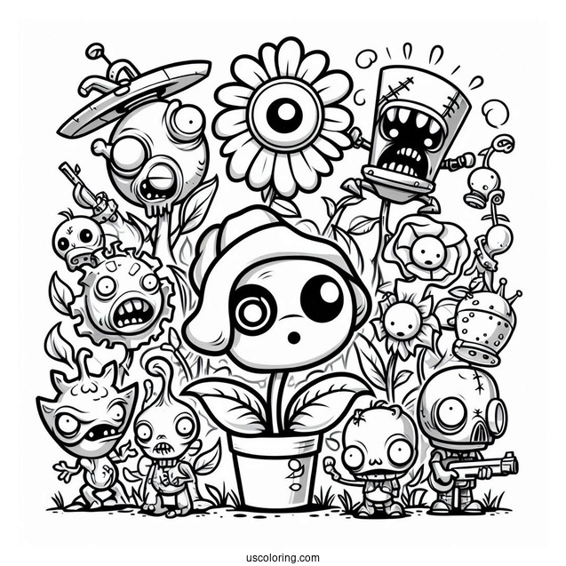 Detailed Coloring Page Of Plants Vs Zombies