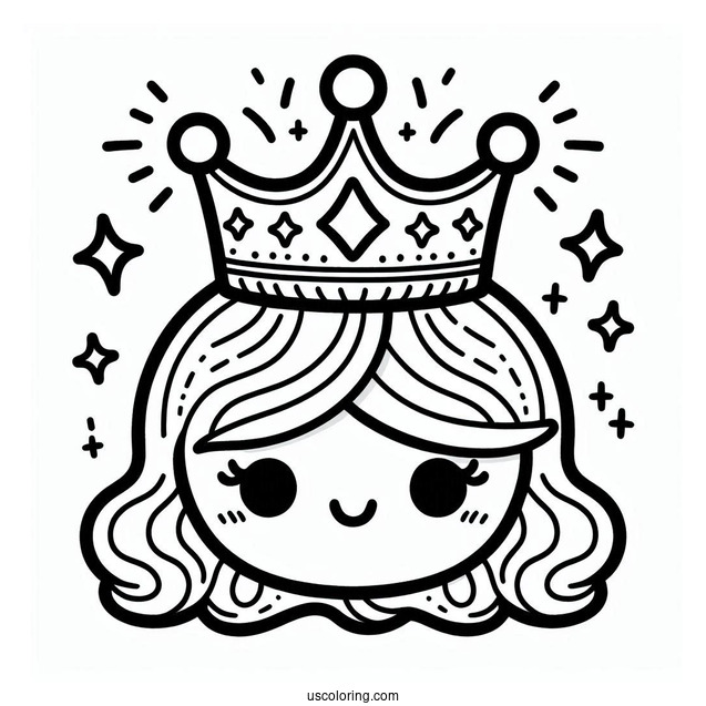 Cute Smiling Cartoon Crown Coloring Page For Preschoolers