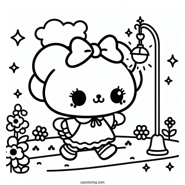 Sanrio Coloring Pages Of Kawaii Kuromi Walking