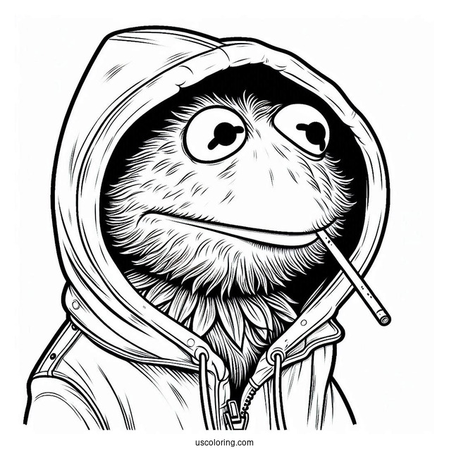 Muppets Coloring Page Of Pepe The King Prawn In A Hoodie