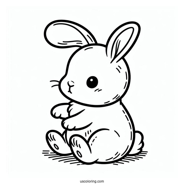 Easy Outline Of Baby Rabbit For Kids