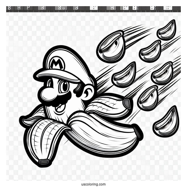 Super Mario Banana Peels Coloring Page