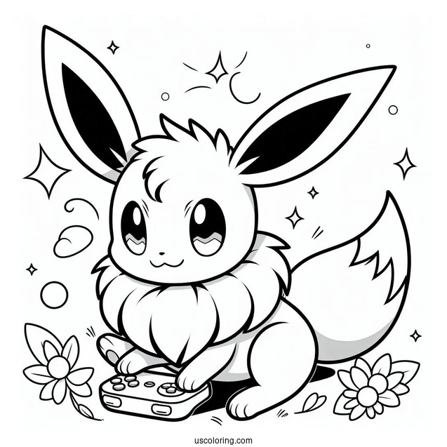 Sylveon Coloring Page Of Eevee Playing For Kids