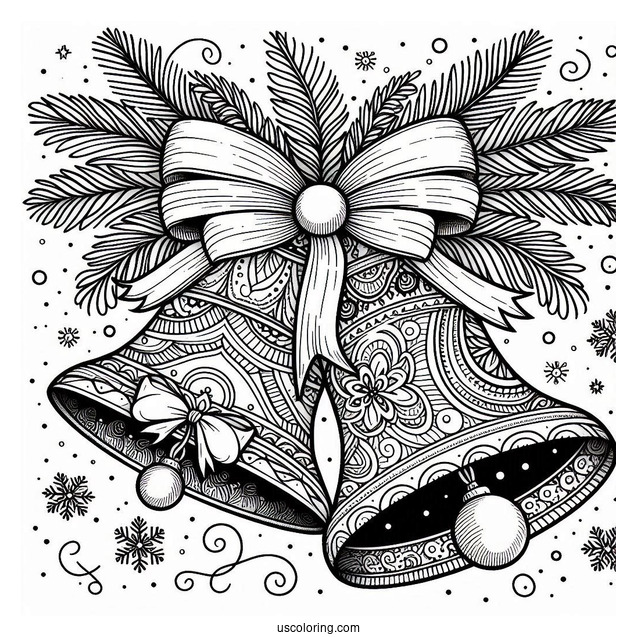 Christmas Coloring Pages For Adults Of Christmas Bells With Bow Zentangle Coloring Page For Adults
