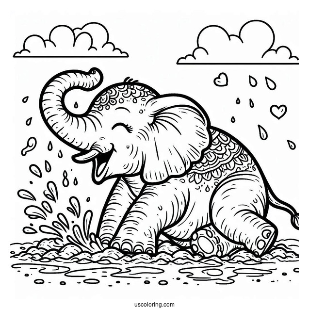 Elephant Cooling Itself With Dirt