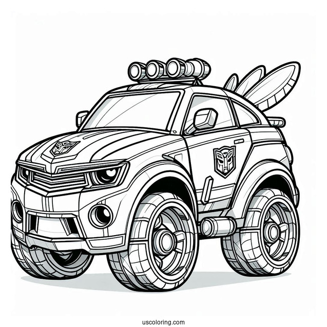 Bumblebee In Car Form Rescue Bots Coloring Page