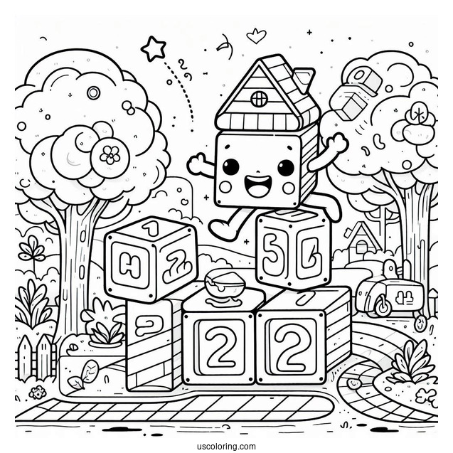 Numberblocks Coloring Page 2 Jumping