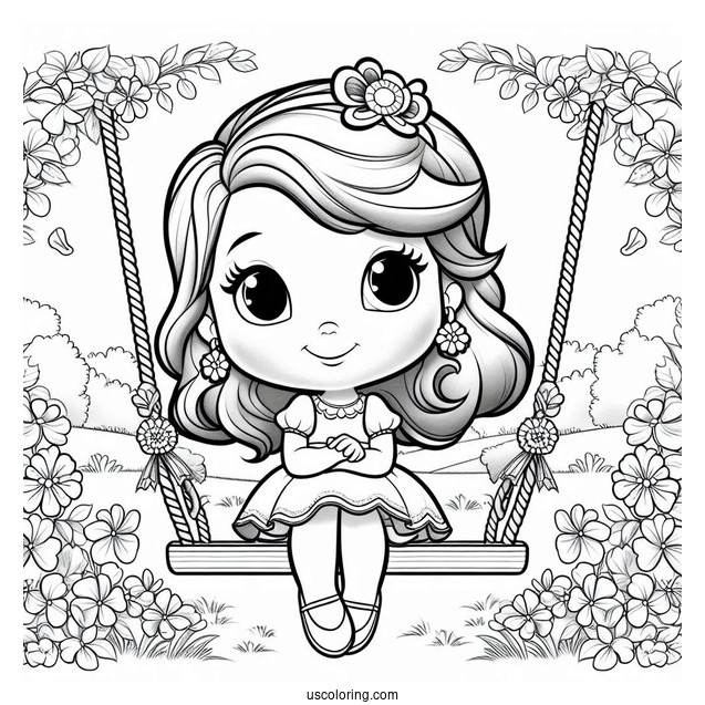 Sofia Coloring Page On The Swing With Clover