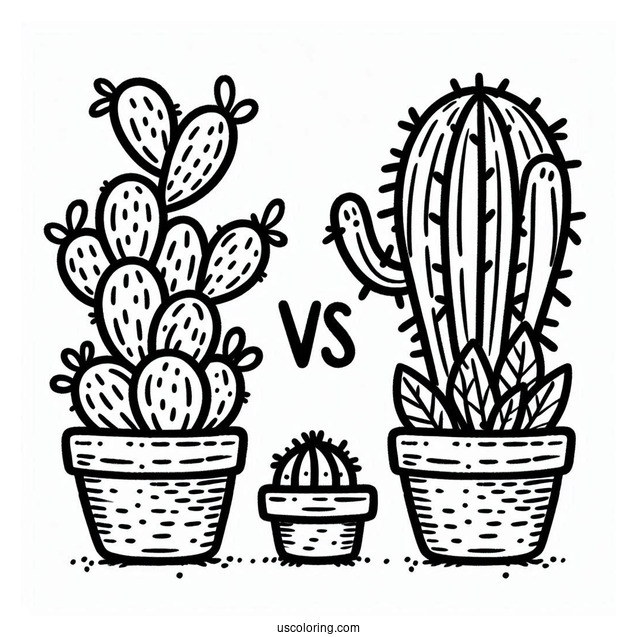 Plants Vs Cactus Coloring Page