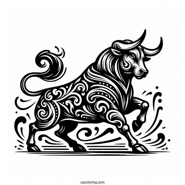 Spanish Bull Fighting Toro Coloring Page