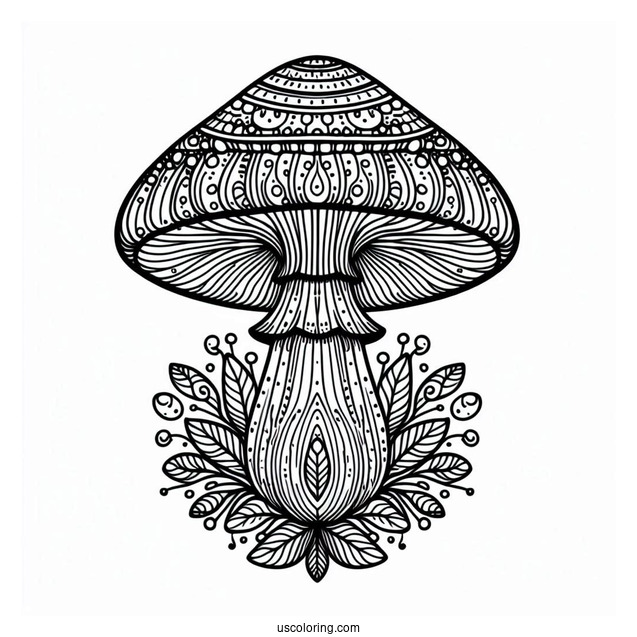 Complex Mushroom Coloring Page Mandala