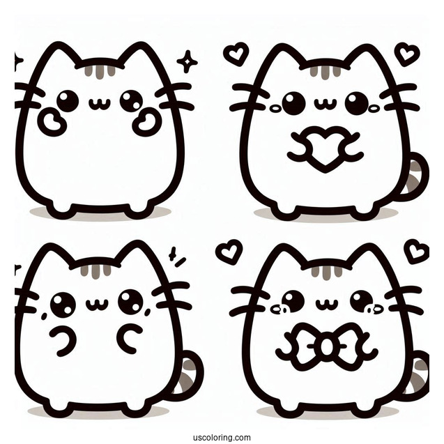 Aesthetic Kawaii Pusheen Coloring Page